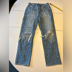Urban Outfitters Blue Distressed Straight Leg Jeans